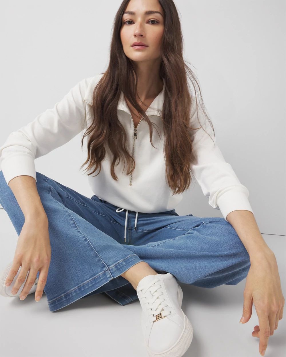 Petite Mock Neck Half-Zip Pullover | White House Black Market